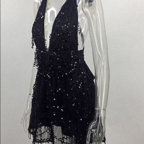 Block Trend Dresses & Skirts - Block Trend Black Shine Romper